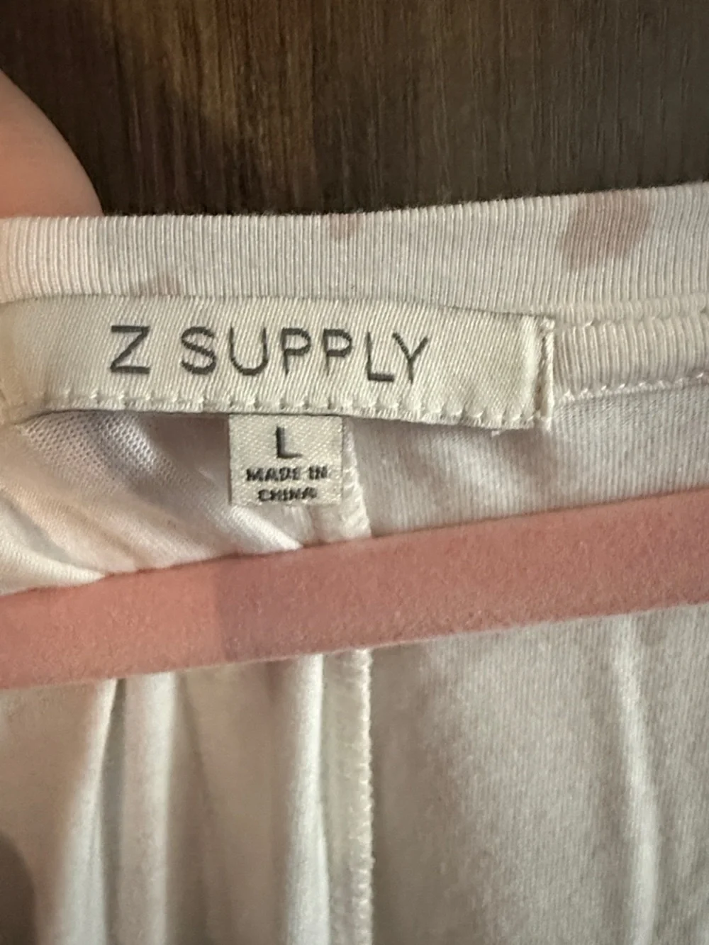 Z Supply Cream Tank Top with Soft Pink Hanger Accent - Picture 2 of 3